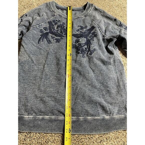 Max Jeans Size Medium Embroidered Pullover Sweater Blue Crew Neck - Picture 5 of 7